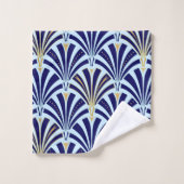 Kunst-Deko-Fanmuster-, -kobalt- und -himmelblau Badhandtuch Set (Waschlappen)