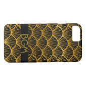 Kunst-Deko-Fans mit Monogramm Case-Mate iPhone Hülle (Rückseite (Horizontal))