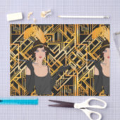 Kunst-Deko, Flippermädchen, Vintages, großes Seidenpapier (Handwerk)