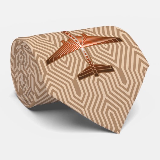 Kunst-Deko-Flugzeug, Bronze, Gold und Rost Brown Krawatte (Gerollt)