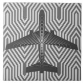 Kunst-Deko-Flugzeug, Graphit und silbernes Grau Fliese (Vorderseite)