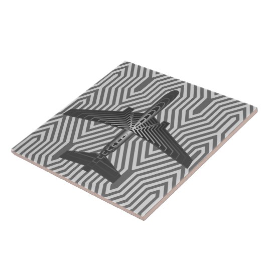 Kunst-Deko-Flugzeug, Graphit und silbernes Grau Fliese (Seite)