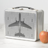 Kunst-Deko-Flugzeug, Graphit und silbernes Grau Metall Lunch Box (Beispiel)