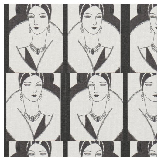 Kunst-Deko-Frauendruck 1928 Stoff (Nahaufnahme)