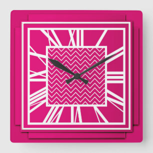 Kunst-Deko, Fuchsienrosa Quadratische Wanduhr