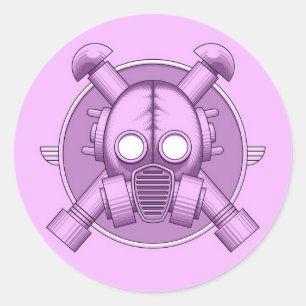 Kunst-Deko Gasmask Flieder Runder Aufkleber