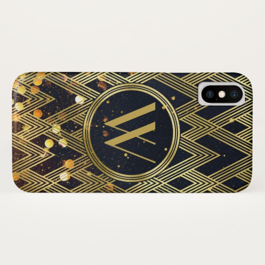 Kunst-Deko Gatsby Glitzer-geometrisches Case-Mate iPhone Hülle (Rückseite (Horizontal))