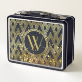 Kunst-Deko Gatsby Glitzer-geometrisches Metall Brotdose (Rückseite)