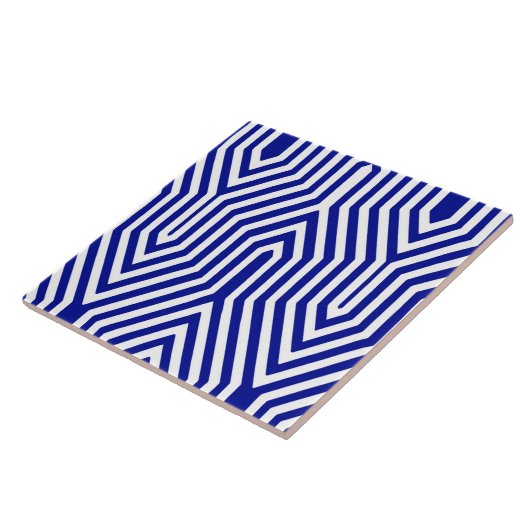 Kunst-Deko geometrisch - Kobaltblau und -WEISS Fliese (Seite)