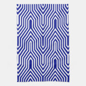 Kunst-Deko geometrisch - Kobaltblau und -WEISS Geschirrtuch (Vertikal)
