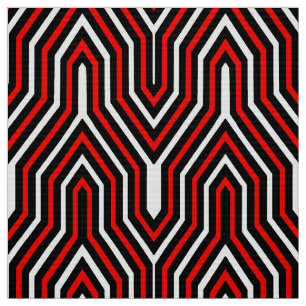 Kunst-Deko geometrisch - Rot, Schwarzweiss Stoff