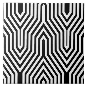Kunst-Deko geometrisch - Schwarzweiss Fliese