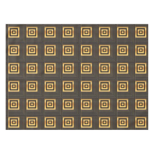 Kunst-Deko-geometrisches Quadratschwarzes u. -gold Tischdecke (Vorderseite (Horizontal))
