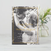 Kunst-Deko-goldene Rahmen-Foto-Hochzeits-Einladung Einladung (Stehend Vorderseite)