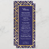 Kunst-Deko-Goldmarine-Menü-Hochzeitszwanziger Menükarte (Vorne/Hinten)