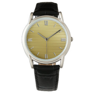 Kunst-Deko-Goldsatin-Streifen Armbanduhr