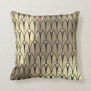 Kunst-Deko-Imitatsepia-Schwarz-Gold stuft Kissen