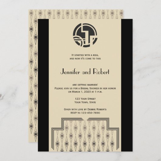 Kunst-Deko in der schwarzen Einladung (Vorne/Hinten)