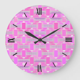 Kunst-Deko industrieller Chic - Rosa, malvenfarben Große Wanduhr