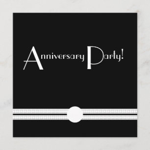 Kunst-Deko-Jahrestag Schwarzweiss-retro Einladung