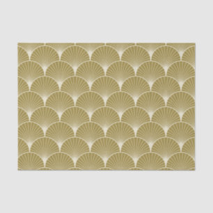 Kunst-Deko, Kamm-Muschel, Muster, Gold, Weiß, Seidenpapier