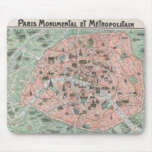 Kunst-Deko-Karte 1932 von Paris, Frankreich Mousepad (Vorne)