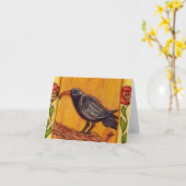 Kunst-Deko-Krähe Notecard Karte (Gelbe Blume)