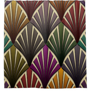 Kunst-Deko, Kunst nouveau, Herbstfarben, Gold, Duschvorhang