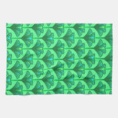 Kunst-Deko-Lilie, Jade-Grün und Türkis Küchentuch (Horizontal)