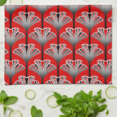 Kunst-Deko-Lilie, tiefrot und Grau/Grau Küchentuch (Gefaltet)