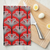 Kunst-Deko-Lilie, tiefrot und Grau/Grau Küchentuch (Viertel Falte)