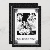 Kunst-Deko-Maskerade-Party in Schwarzweiss Einladung (Vorne/Hinten)