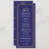 Kunst-Deko-Menü-Goldmarine-Hochzeitszwanziger Menükarte (Vorne/Hinten)