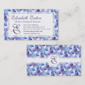 Kunst-Deko-Metro-Retro hübsches blaues lila Muster Visitenkarte (Vorne/Hinten)