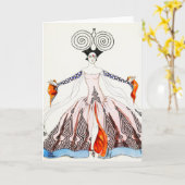 Kunst-Deko-Mode-Gruß-Karte Georges Barbier Karte (Gelbe Blume)