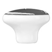 Kunst-Deko-Mond und Sterne - Grau/Grau und Silber Keramikknauf (Seitenansicht)