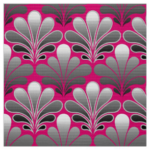 Kunst-Deko-Muschel-Muster, Grau und Fuchsien-Rosa Stoff