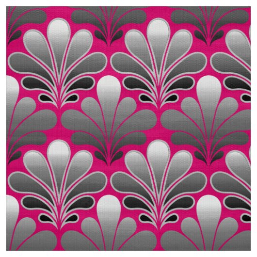 Kunst-Deko-Muschel-Muster, Grau und Fuchsien-Rosa Stoff (Muster)