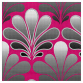 Kunst-Deko-Muschel-Muster, Grau und Fuchsien-Rosa Stoff (Nahaufnahme)