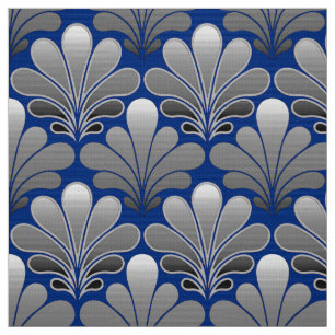 Kunst-Deko-Muschel-Muster-, Silber-und Kobalt-Blau Stoff