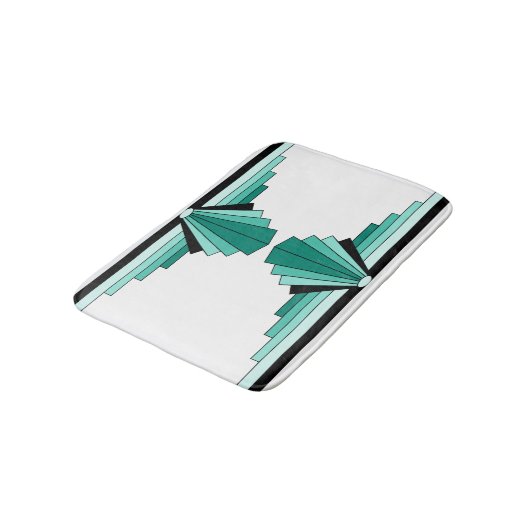 Kunst-Deko-Muster in den Grüntönen Badematte (Schrägansicht)