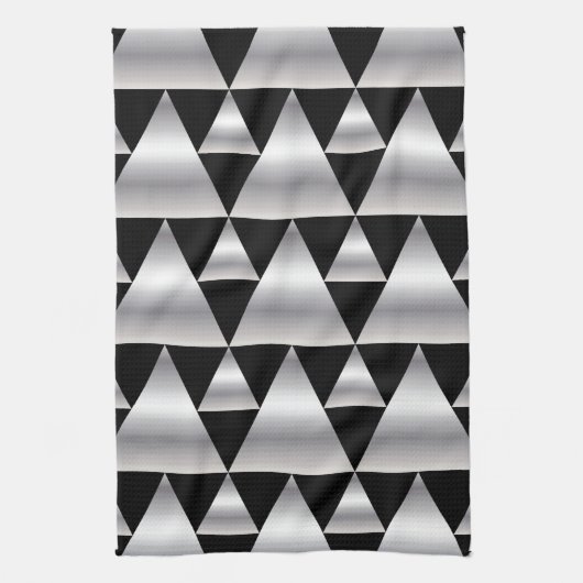 Kunst-Deko, Muster, Silber, Schwarzes, elegant, Küchentuch (Vertikal)