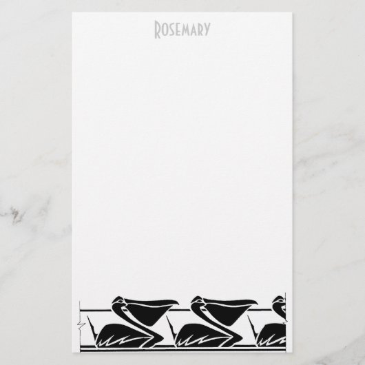 Kunst-Deko-Pelikanbriefpapier personalisiert Briefpapier (Vorderseite)