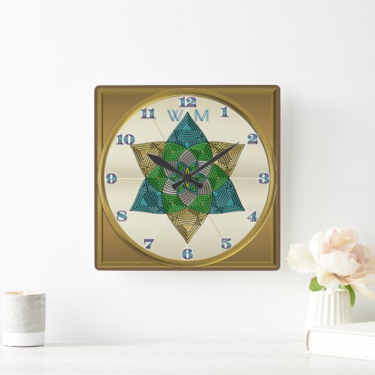 Kunst-Deko-Pfau-Federinspiriertes Quadratische Wanduhr (Zuhause)