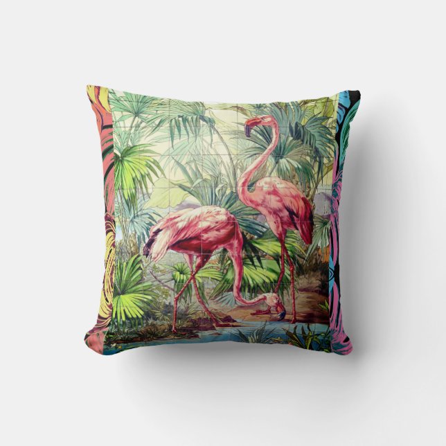Kunst-Deko-Rosa-Flamingos Kissen (Vorderseite)