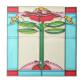 Kunst-Deko-Rosen-Baum-beflecktes Glas Fliese (Vorderseite)