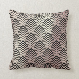 Kunst-Deko-Rosen-Goldschwarz-Gold stuft Klassiker Kissen