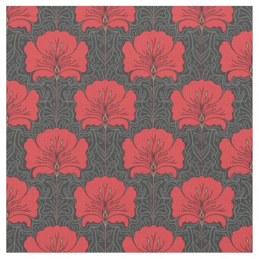 Kunst-Deko, rote Blumen, Schwarzes, Vintag, Chic, Stoff (Nahaufnahme)