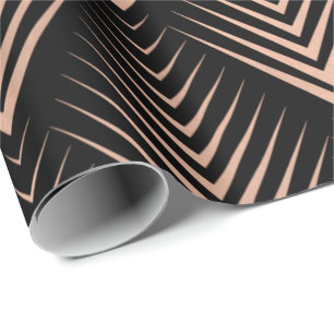 Kunst-Deko-Schwarz-Rosen-Goldelegante minimale Geschenkpapier