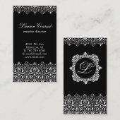 Kunst-Deko-Schwarz-vertikale Geschäfts-Karte mit Visitenkarte (Vorne/Hinten)